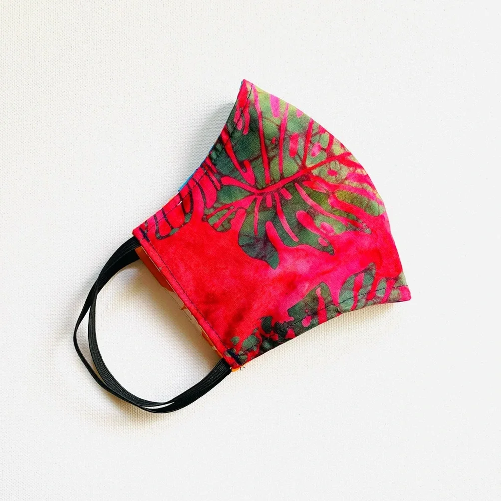 NEW Handmade Batik Monstera Print Face Mask